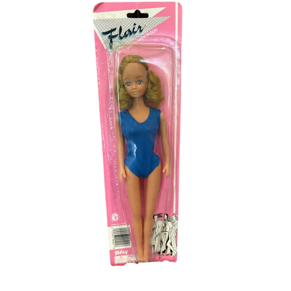 Totsy Flair 11.5” Doll Curly Brown Hair Blue‎ Swimsuit 1140 Barbie Clone